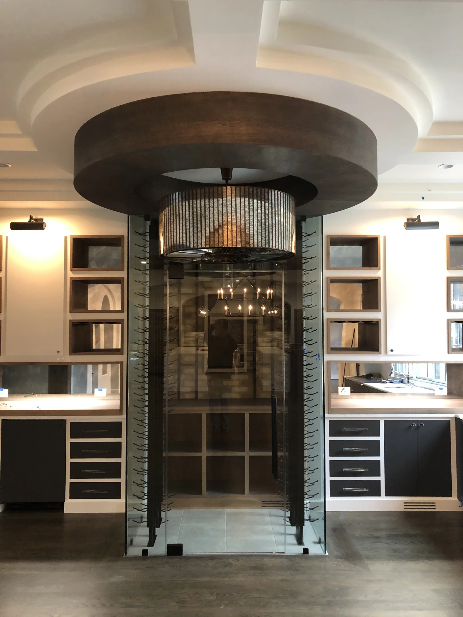 Nunn cellar: floor-to-ceiling black metal racking